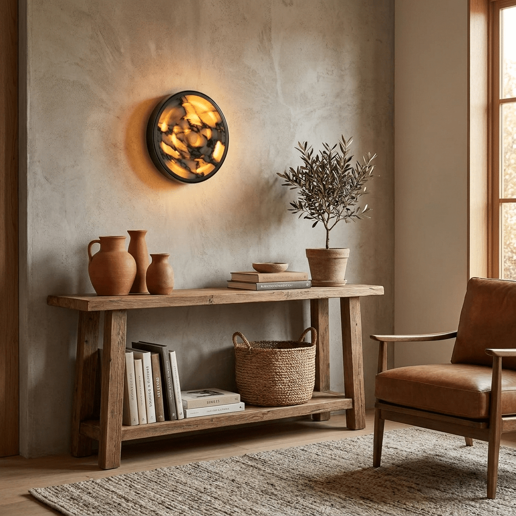 Orlina Stone Disc Wall Sconce