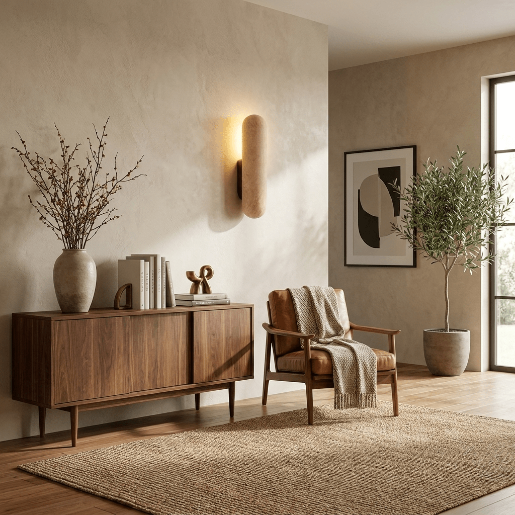 Talvera Travertine Capsule Wall Sconce