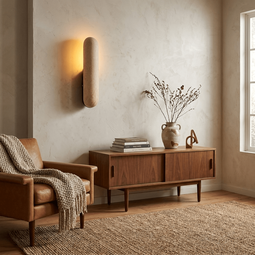 Talvera Travertine Capsule Wall Sconce