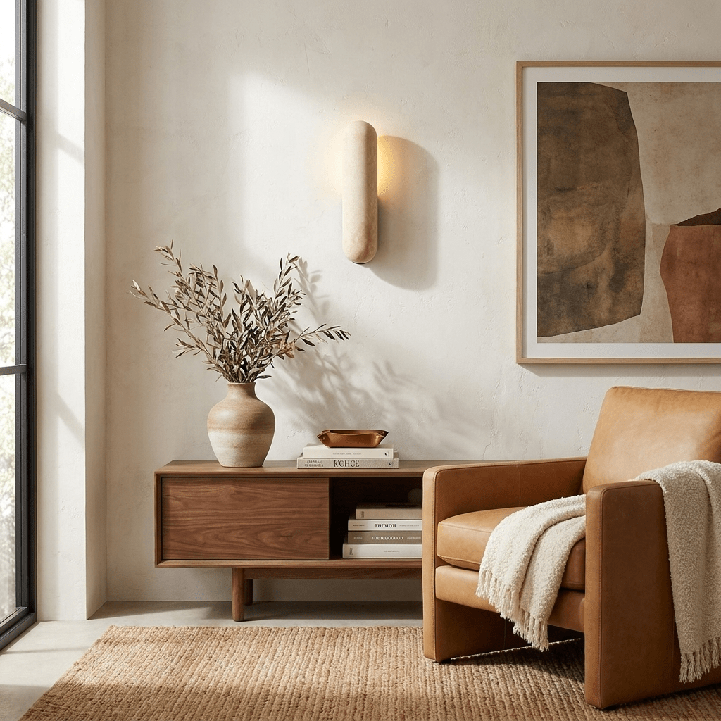 Talvera Travertine Capsule Wall Sconce