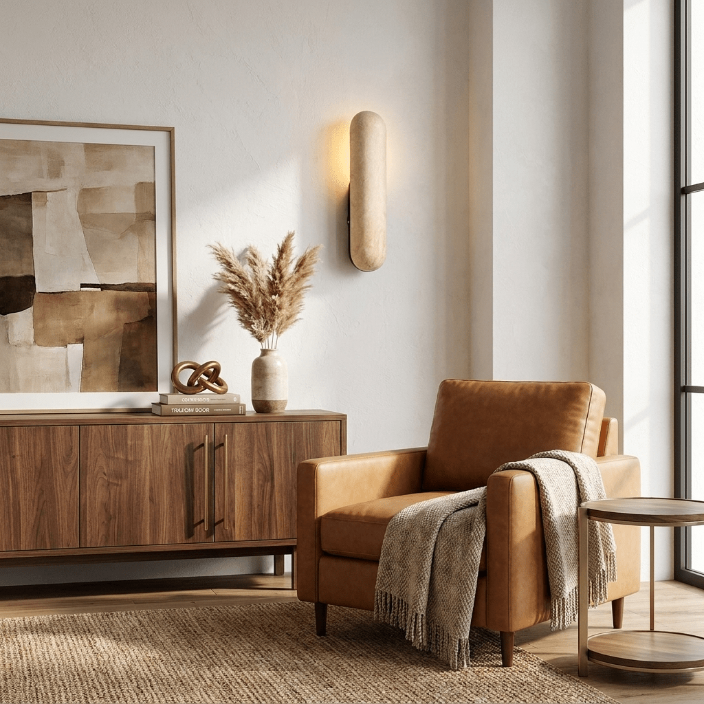 Talvera Travertine Capsule Wall Sconce