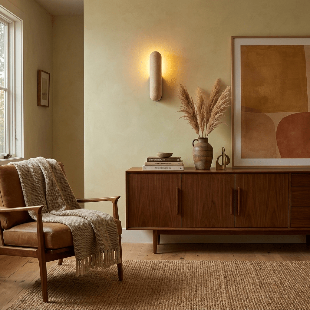 Talvera Travertine Capsule Wall Sconce