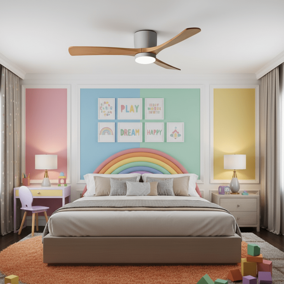 Nordic Wooden Ceiling Fan Light