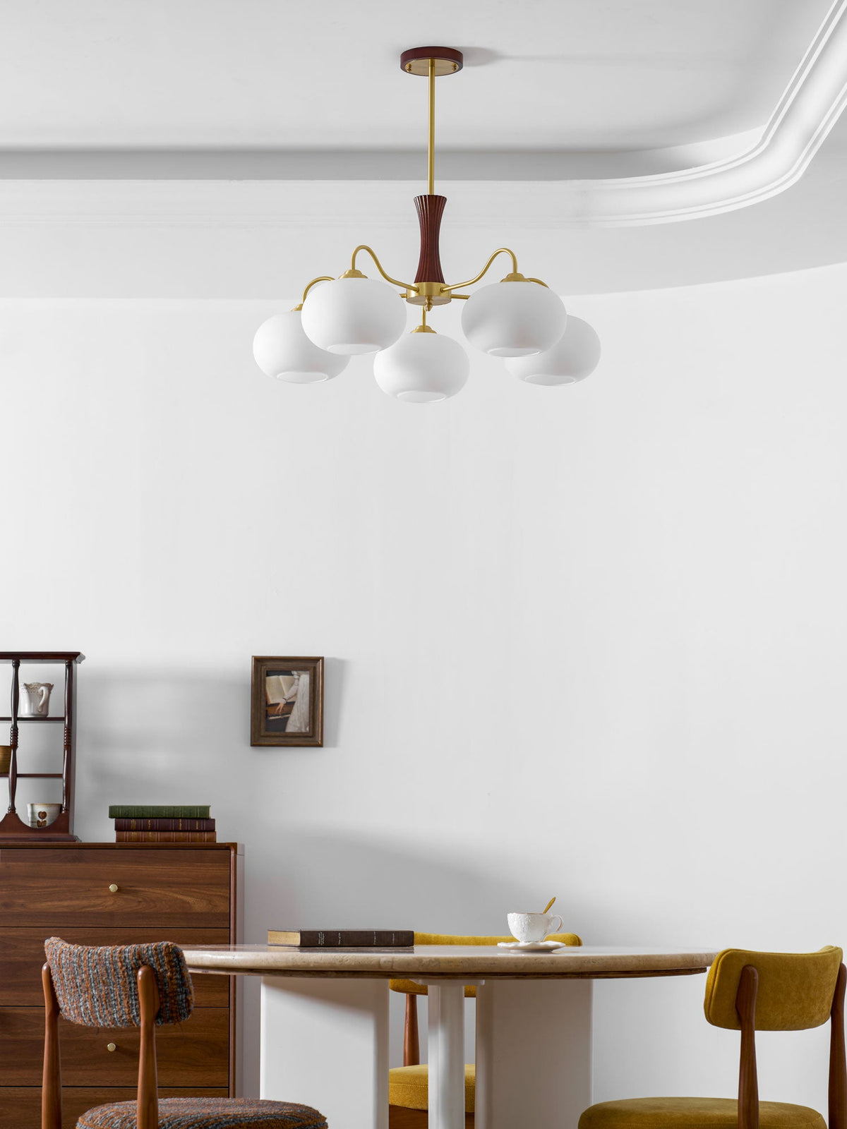 Brass Wooden Persimmon Chandelier