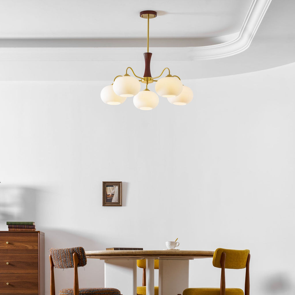 Brass Wooden Persimmon Chandelier