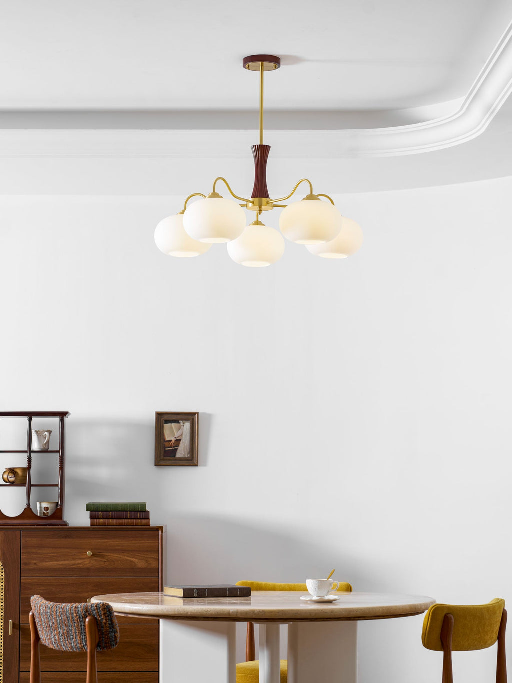 Brass Wooden Persimmon Chandelier