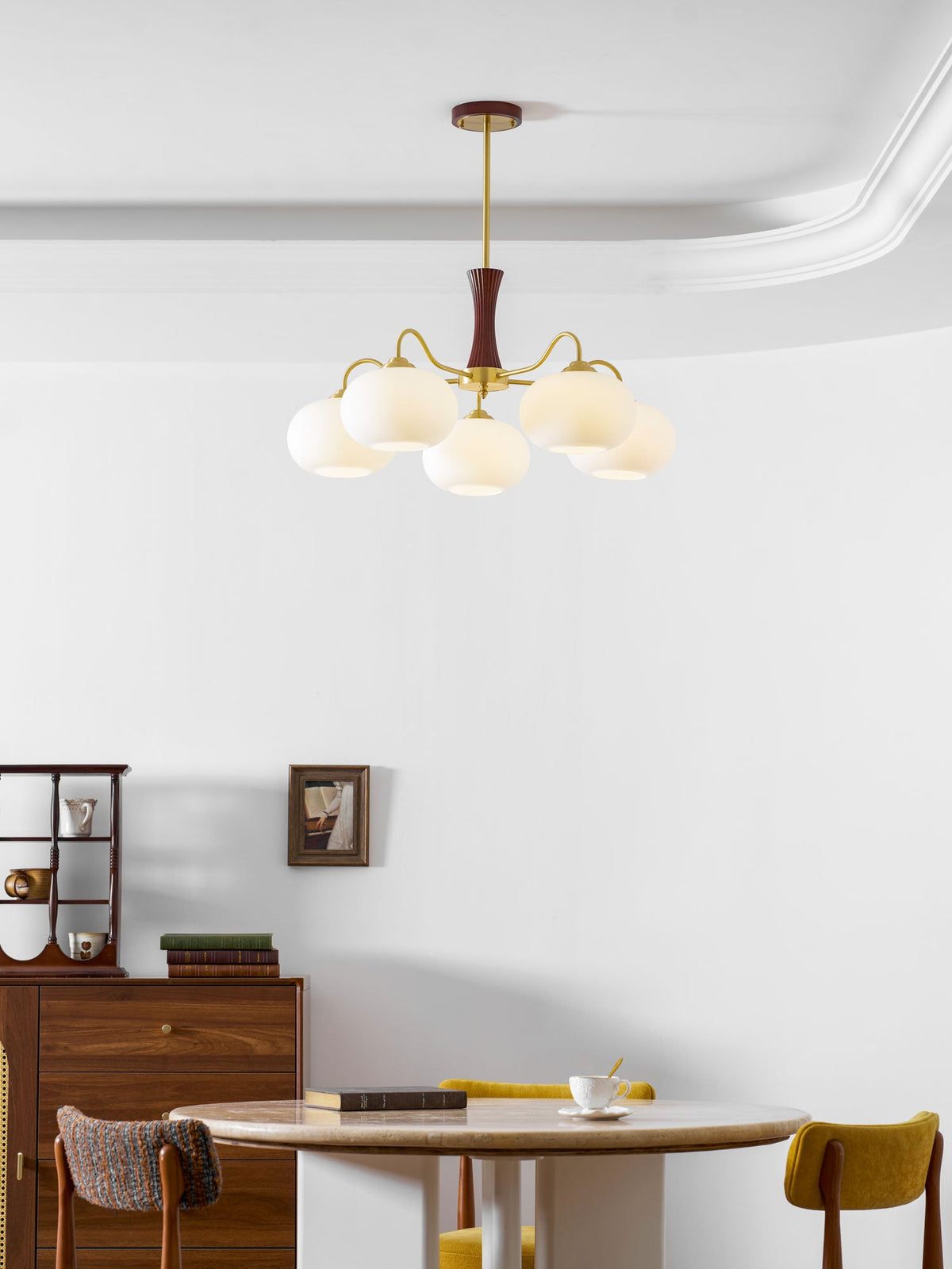 Brass Wooden Persimmon Chandelier
