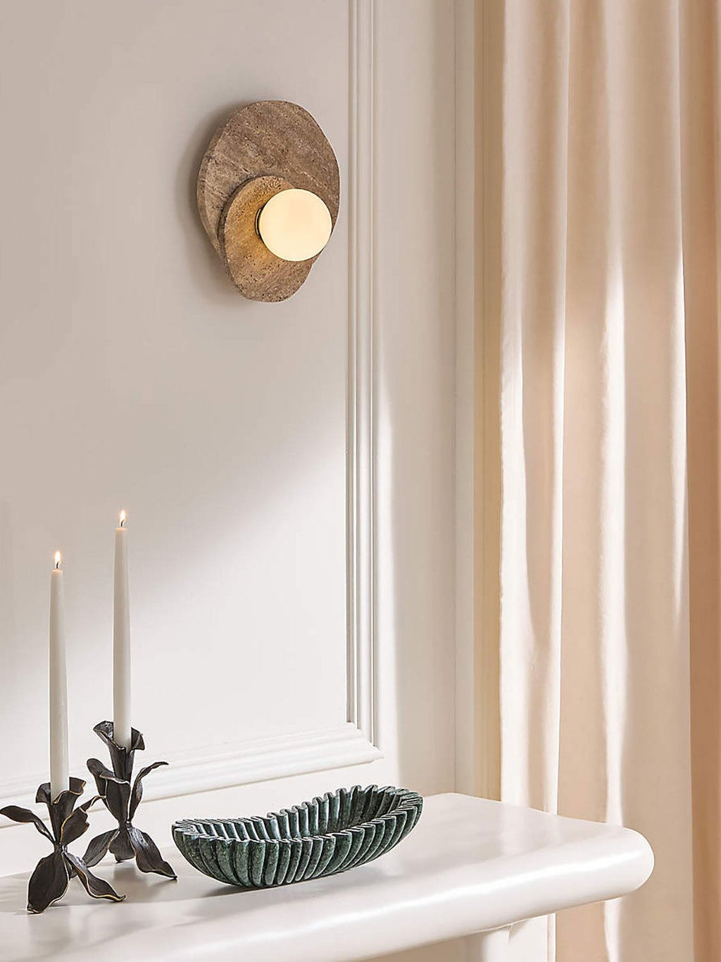 Elyra Layered Stone Globe Wall Sconce