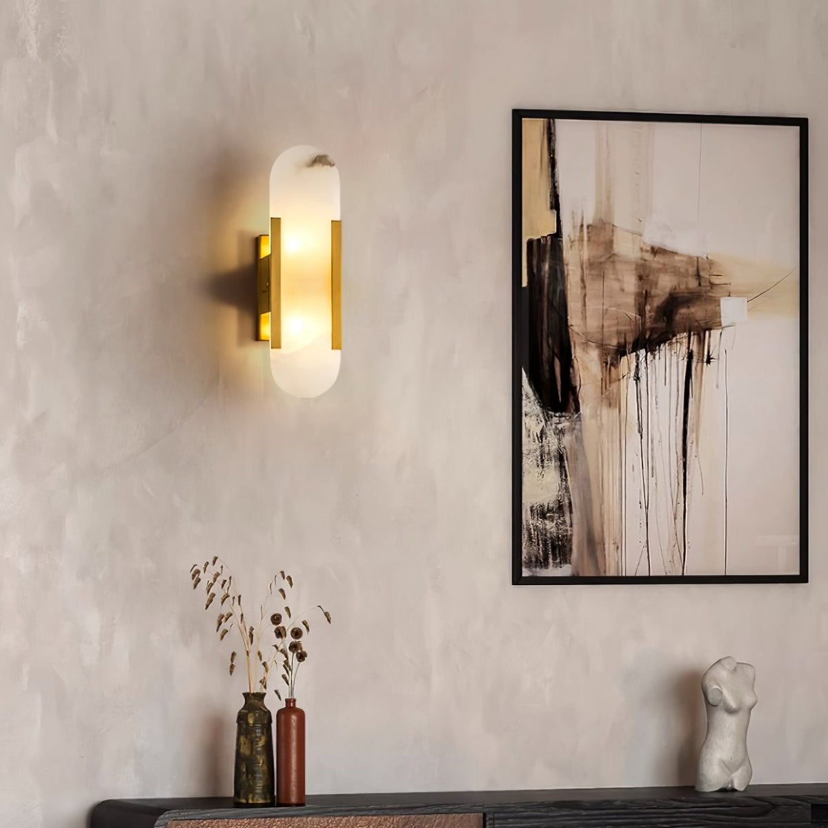 Oblong Alabaster Wall Sconce