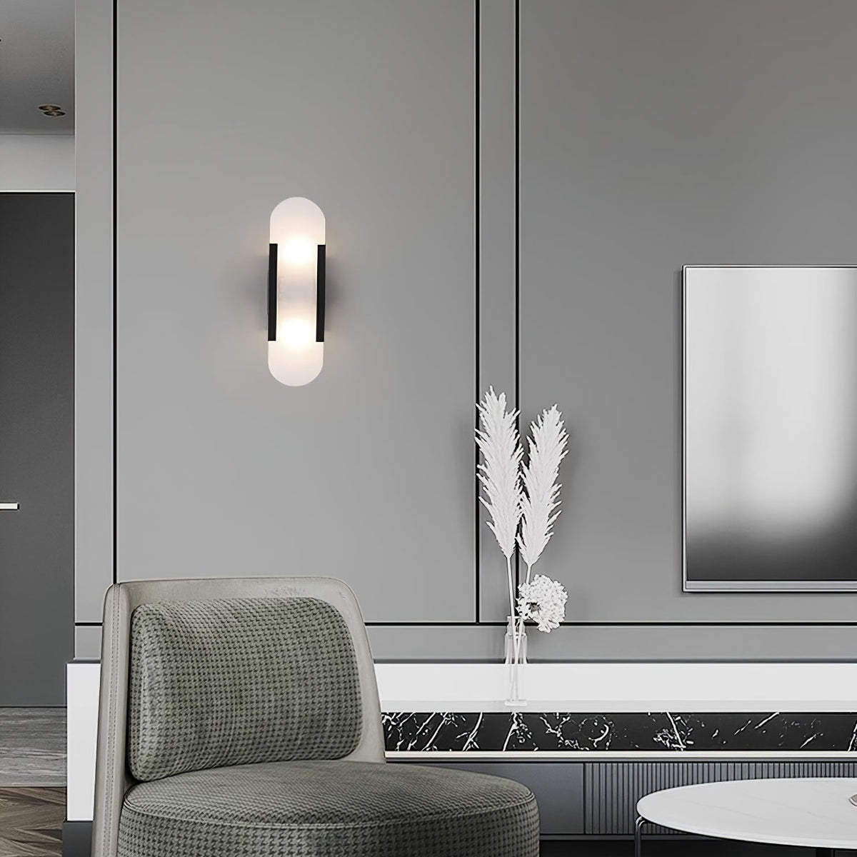Oblong Alabaster Wall Sconce