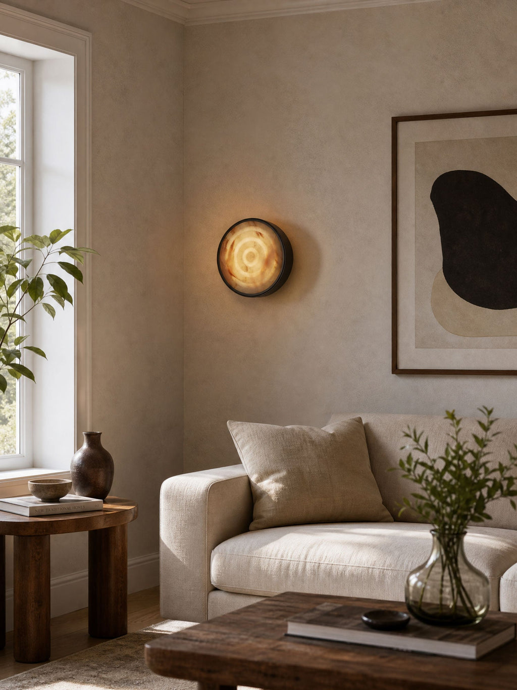 Orlina Stone Disc Wall Sconce