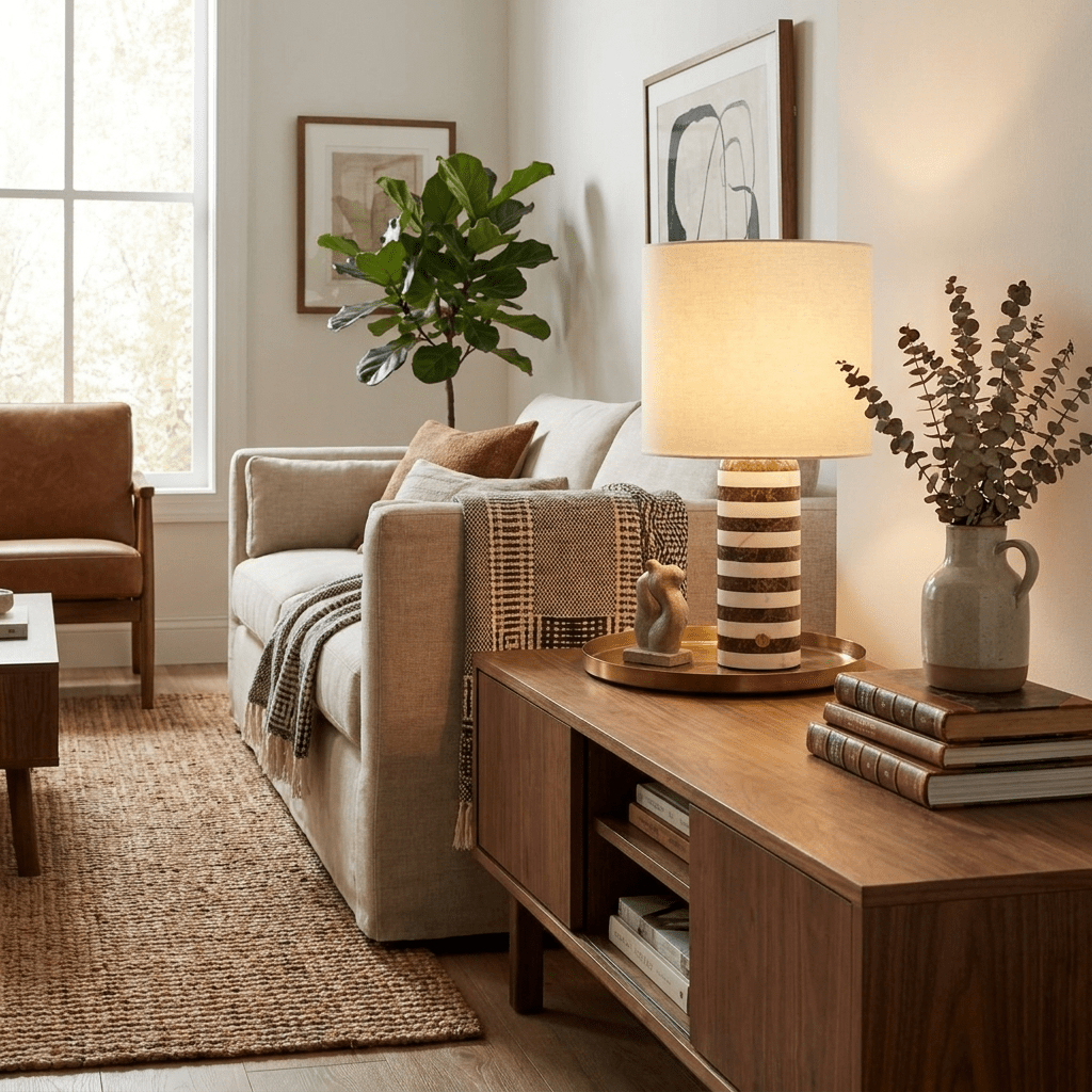 Rivelle Striped Marble Table Lamp
