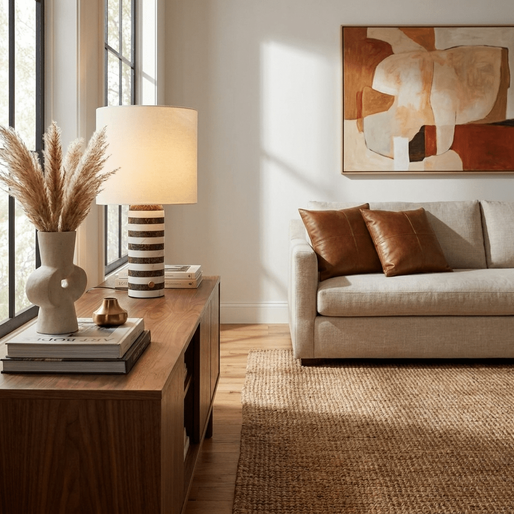 Rivelle Striped Marble Table Lamp