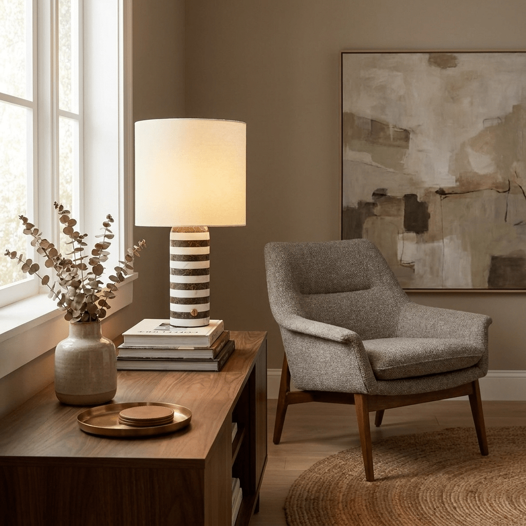 Rivelle Striped Marble Table Lamp