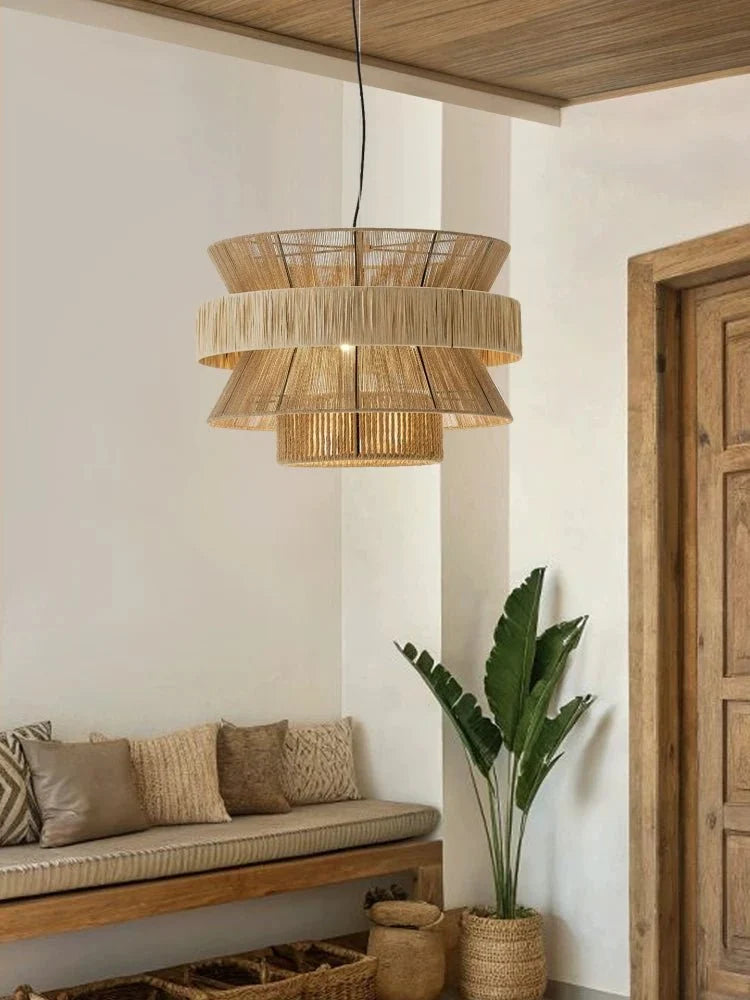 Savanna Tiered Raffia Pendant Lamp