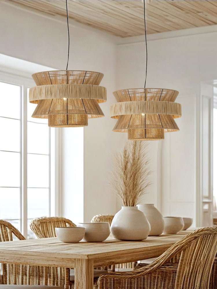 Savanna Tiered Raffia Pendant Lamp