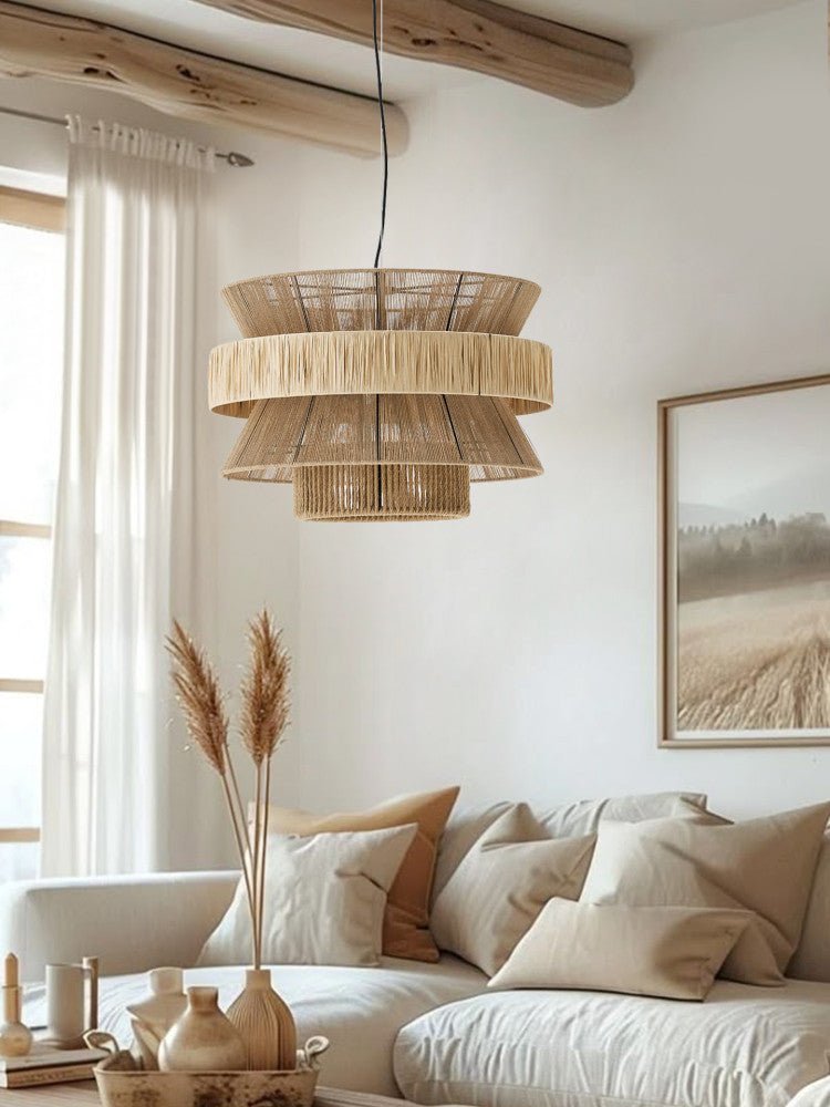 Savanna Tiered Raffia Pendant Lamp