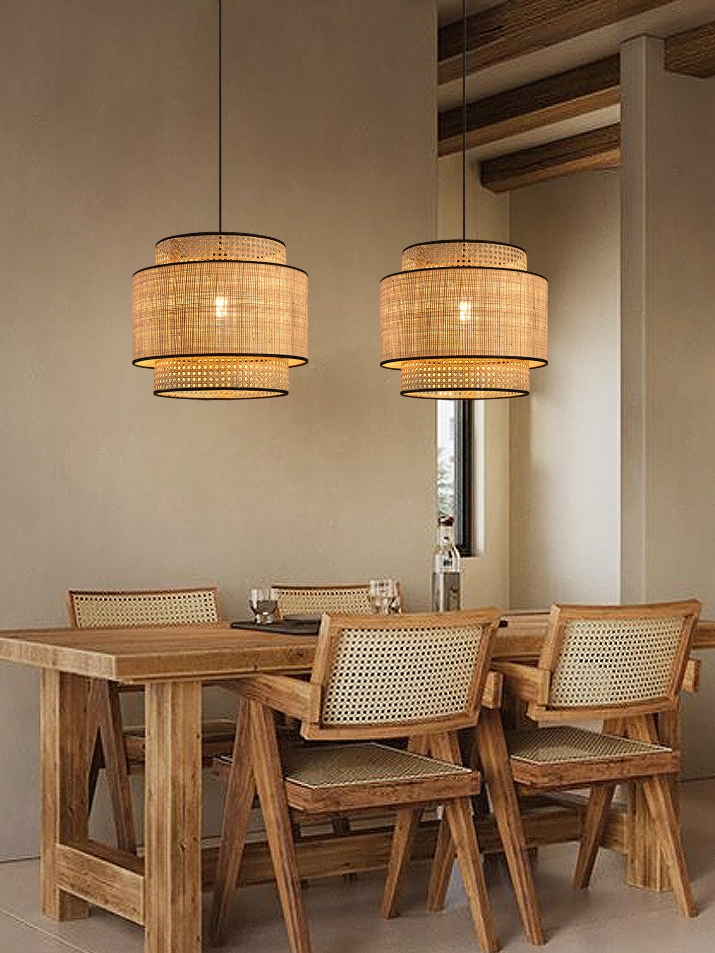 Sienna Rattan Fabric Pendant Lamp