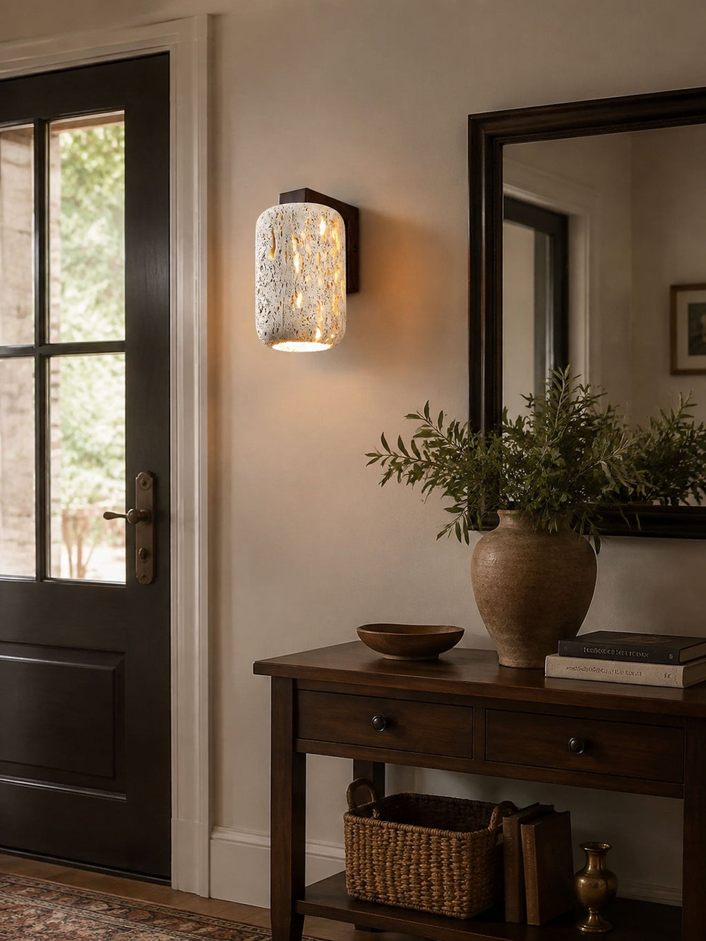 Solvane Perforated Travertine Wall Sconce