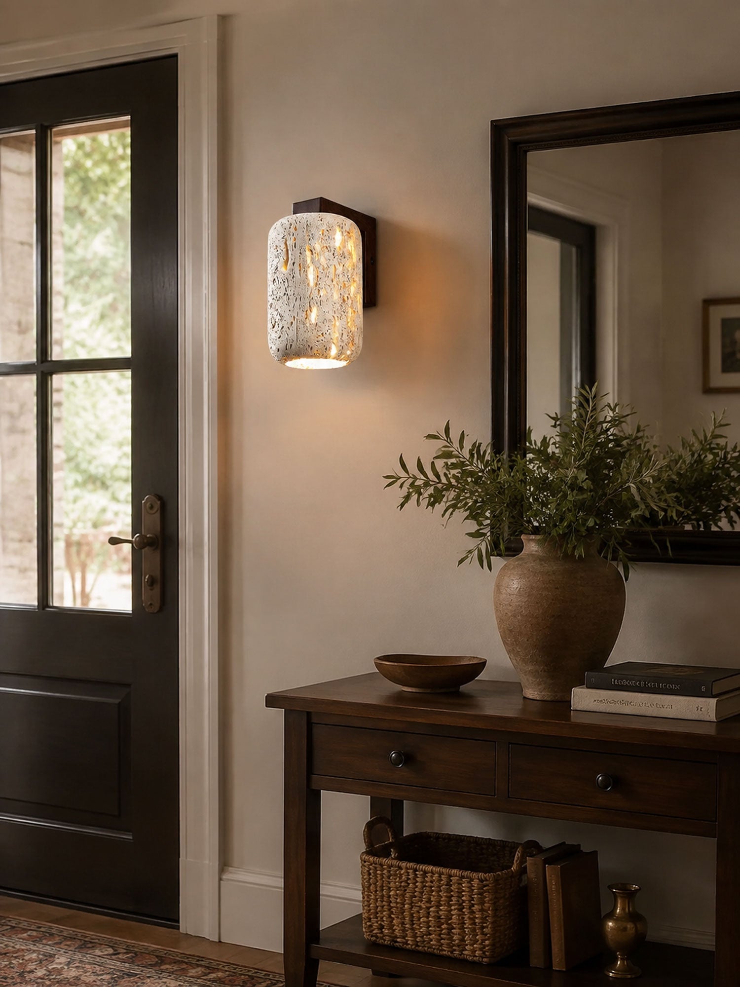 Solvane Perforated Travertine Wall Sconce