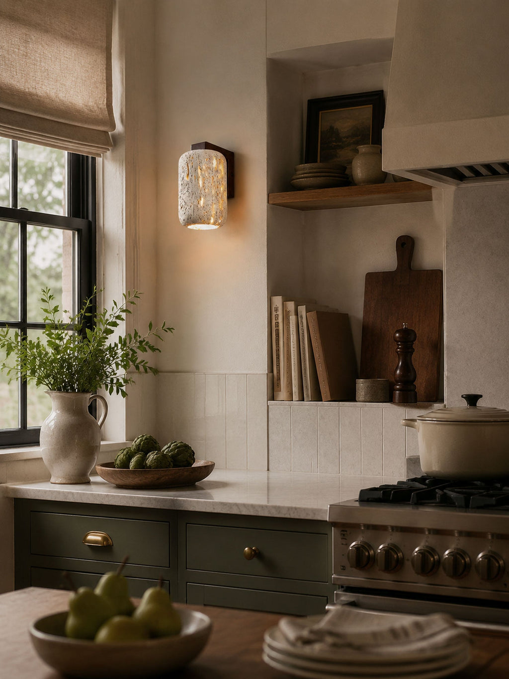 Solvane Perforated Travertine Wall Sconce