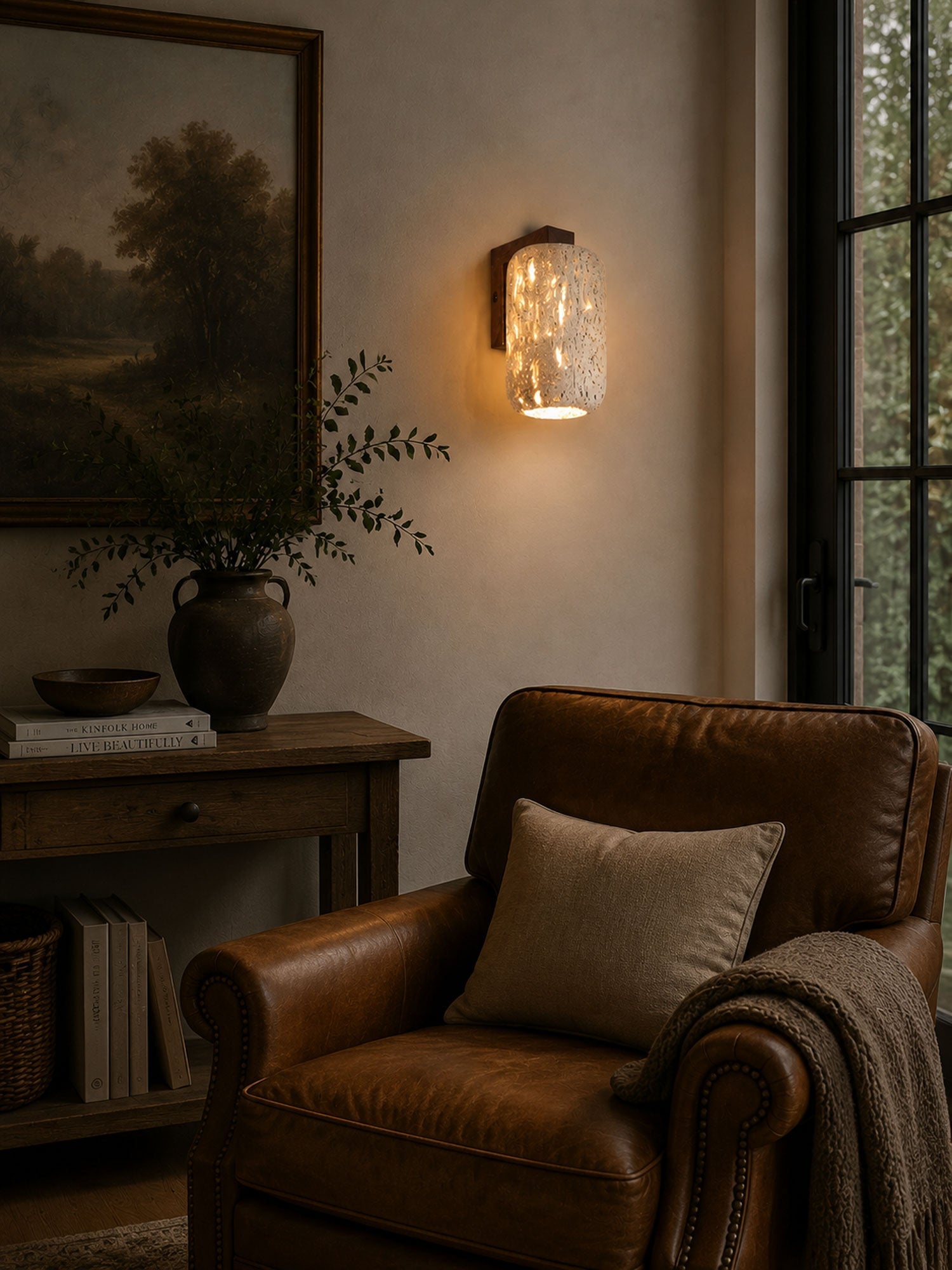 Solvane Perforated Travertine Wall Sconce