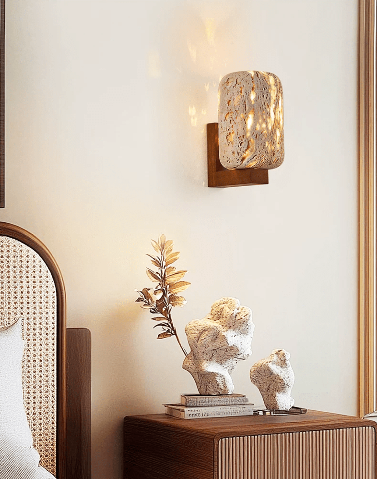 Solvane Perforated Travertine Wall Sconce