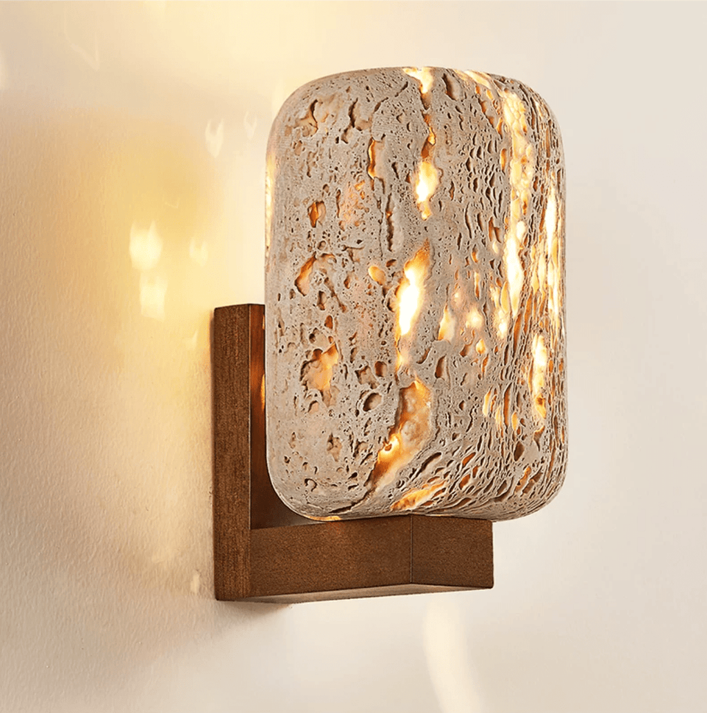 Solvane Perforated Travertine Wall Sconce