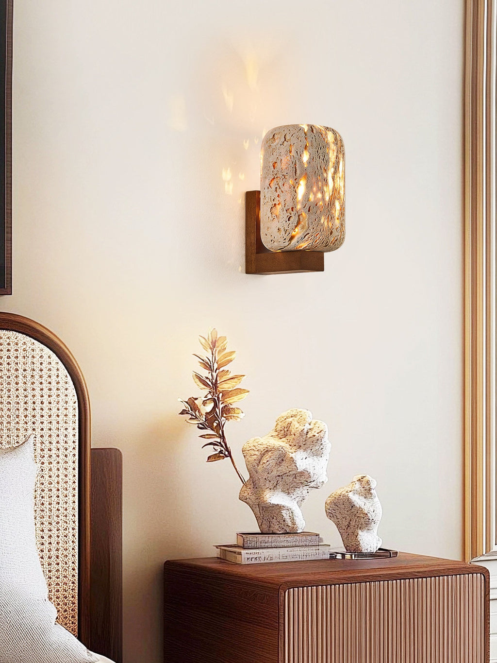 Solvane Perforated Travertine Wall Sconce