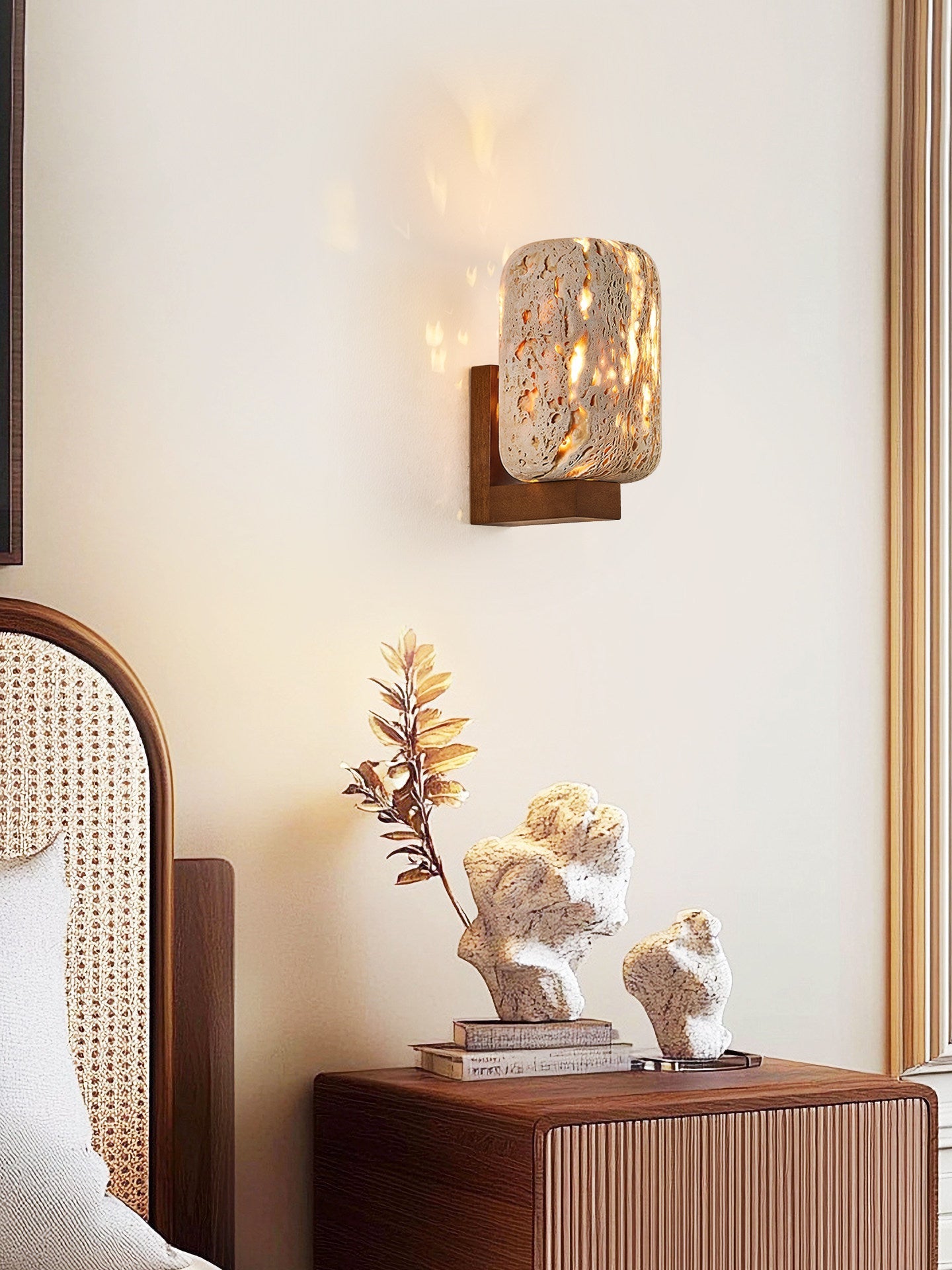 Solvane Perforated Travertine Wall Sconce