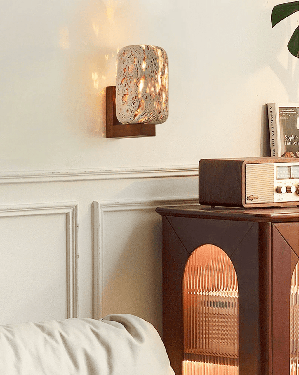 Solvane Perforated Travertine Wall Sconce