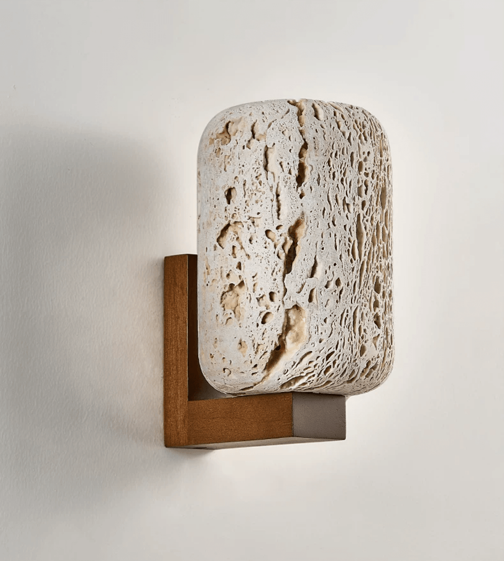 Solvane Perforated Travertine Wall Sconce