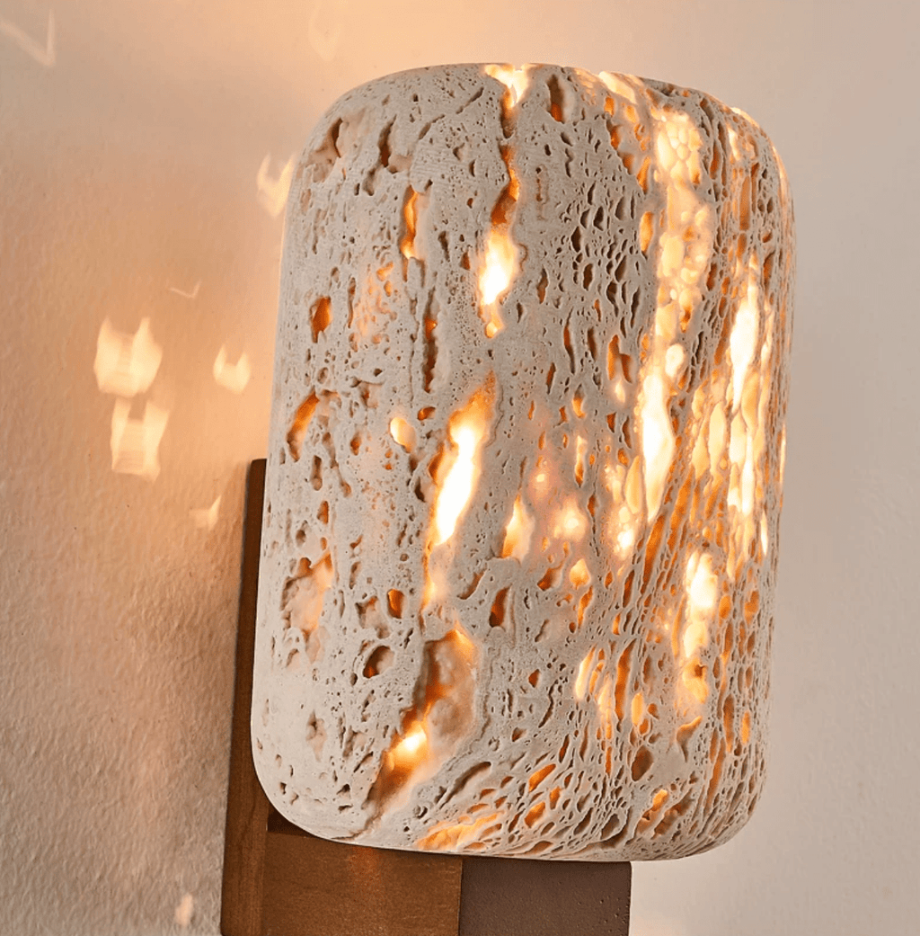 Solvane Perforated Travertine Wall Sconce